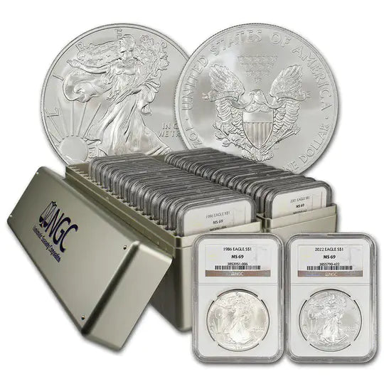 Last Day 70% ОFF🔥1986-2024 American Silver Eagle NGC MS69 (2 New NGC Boxes)