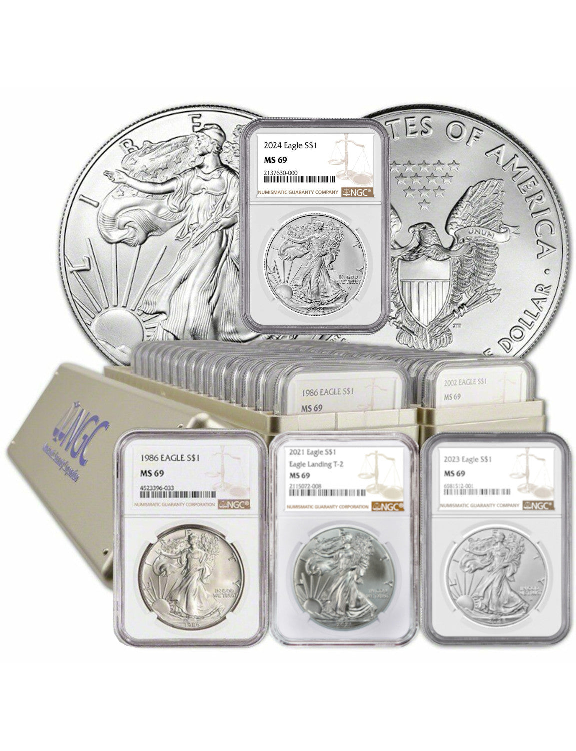 Last Day 70% ОFF🔥1986-2024 American Silver Eagle NGC MS69 (2 New NGC Boxes)